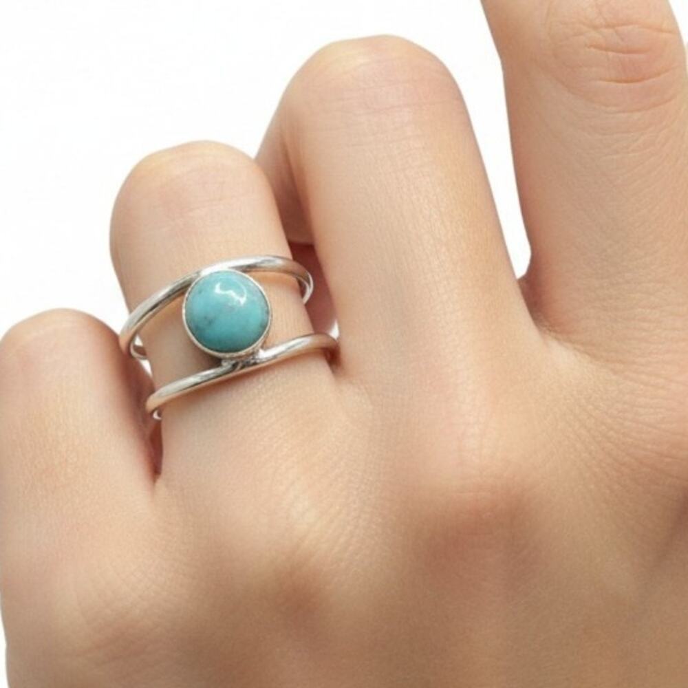 Larimar Ring Sterling Silver‎ 925 Stamped Sz 11.5